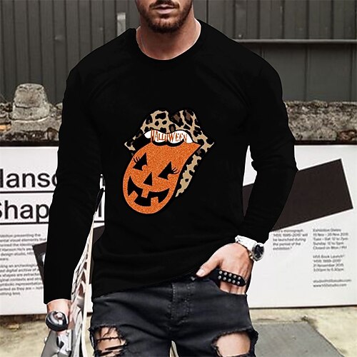 Men's T shirt Tee Graphic Cartoon Crew Neck Black Long Sleeve Hot Stamping Halloween Street Print Tops Fashion Designer Casual Comfortable / Sports
Men's T shirt Tee Graphic Cartoon Crew Neck Black Long Sleeve Hot Stamping Halloween Street Print Tops Fashion Designer Casual Comfortable / Sports