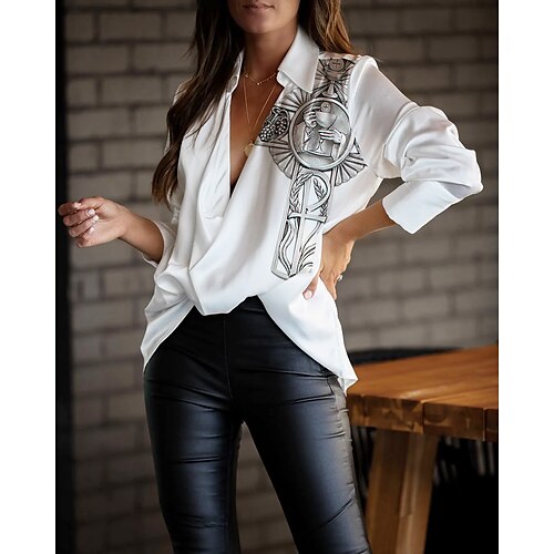 Women's Blouse Graphic Patterned Daily Weekend Blouse Shirt Long Sleeve Button Print Shirt Collar Casual Streetwear White Black S / 3D Print
Women's Blouse Graphic Patterned Daily Weekend Blouse Shirt Long Sleeve Button Print Shirt Collar Casual Streetwear White Black S / 3D Print