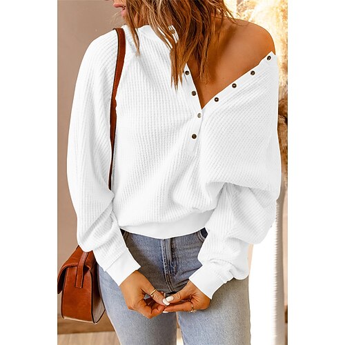 Women's Pullover Sweater Jumper Ribbed Knit Knitted Button Pure Color Crew Neck Stylish Casual Daily Holiday Fall Winter Green White S M L / Long Sleeve
Women's Pullover Sweater Jumper Ribbed Knit Knitted Button Pure Color Crew Neck Stylish Casual Daily Holiday Fall Winter Green White S M L / Long Sleeve