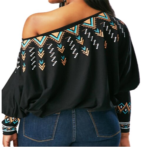 Women's Blouse Geometric Daily Weekend Blouse Shirt Long Sleeve Print One Shoulder Boho Black S
Women's Blouse Geometric Daily Weekend Blouse Shirt Long Sleeve Print One Shoulder Boho Black S
