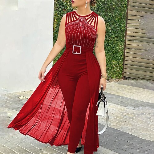 Women's Jumpsuit Lace up Cut Out Color Block Round Neck Holiday Party Holiday Regular Fit Sleeveless Black Blue Red M L XL Fall
Women's Jumpsuit Lace up Cut Out Color Block Round Neck Holiday Party Holiday Regular Fit Sleeveless Black Blue Red M L XL Fall