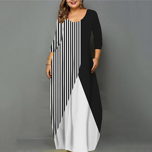 Women's Plus Size Casual Dress Striped U Neck Long Sleeve Fall Winter Casual Vintage Maxi long Dress Causal Daily Dress / 3D Print
Women's Plus Size Casual Dress Striped U Neck Long Sleeve Fall Winter Casual Vintage Maxi long Dress Causal Daily Dress / 3D Print