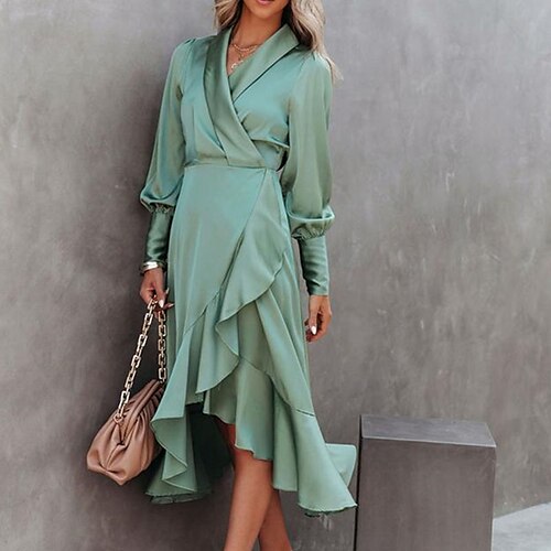 Women's A Line Dress Modern Dress Midi Dress Green Long Sleeve Pure Color Ruffle Fall Winter V Neck Elegant Modern 2022 S M L XL / Cotton
Women's A Line Dress Modern Dress Midi Dress Green Long Sleeve Pure Color Ruffle Fall Winter V Neck Elegant Modern 2022 S M L XL / Cotton