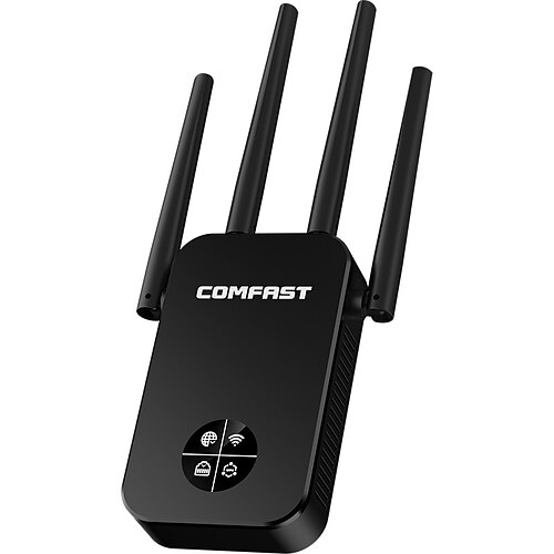 

Comfast 1200Mbps WiFi Extender Signal Booster up to 4500sq.ft, 2.4 & 5GHz Dual Band Internet Booster Amplifier Ethernet Port 1-Tap Setup