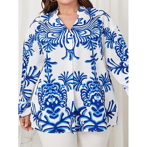 Women's Plus Size Tops Blouse Shirt Floral Print Long Sleeve V Neck Streetwear Hawaiian Daily Vacation Polyester Fall Spring Blue
Women's Plus Size Tops Blouse Shirt Floral Print Long Sleeve V Neck Streetwear Hawaiian Daily Vacation Polyester Fall Spring Blue