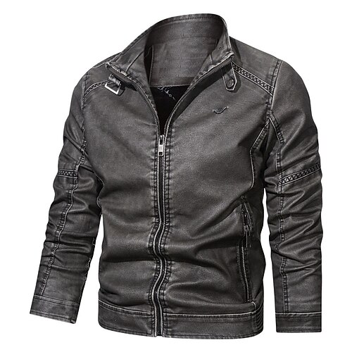 Men's Faux Leather Jacket Biker Jacket Motorcycle Jacket Thermal Warm Windproof Rain Waterproof Street Daily Holiday Zipper Stand Collar Traditional / Vintage Classic & Timeless Casual Daily Jacket
Men's Faux Leather Jacket Biker Jacket Motorcycle Jacket Thermal Warm Windproof Rain Waterproof Street Daily Holiday Zipper Stand Collar Traditional / Vintage Classic & Timeless Casual Daily Jacket