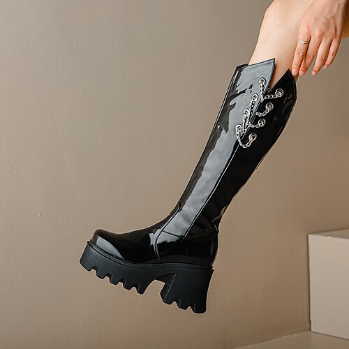 Women's Boots Knee High Boots Chunky Heel Square Toe Vintage Christmas Halloween Patent Leather Zipper Fall Winter Solid Colored Black
Women's Boots Knee High Boots Chunky Heel Square Toe Vintage Christmas Halloween Patent Leather Zipper Fall Winter Solid Colored Black
