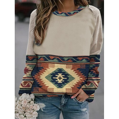 Women's Sweatshirt Pullover Active Ethnic Print White Blue Gray Graphic Geometric Daily Round Neck Long Sleeve S M L XL XXL / 3D Print
Women's Sweatshirt Pullover Active Ethnic Print White Blue Gray Graphic Geometric Daily Round Neck Long Sleeve S M L XL XXL / 3D Print