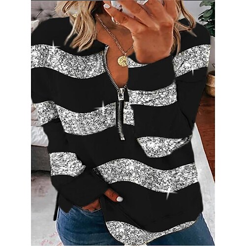 Women's Plus Size Tops Pullover Sweatshirt Striped Zipper Print Long Sleeve Round Neck Streetwear Daily Vacation Polyester Fall Winter Gray Gold
Women's Plus Size Tops Pullover Sweatshirt Striped Zipper Print Long Sleeve Round Neck Streetwear Daily Vacation Polyester Fall Winter Gray Gold