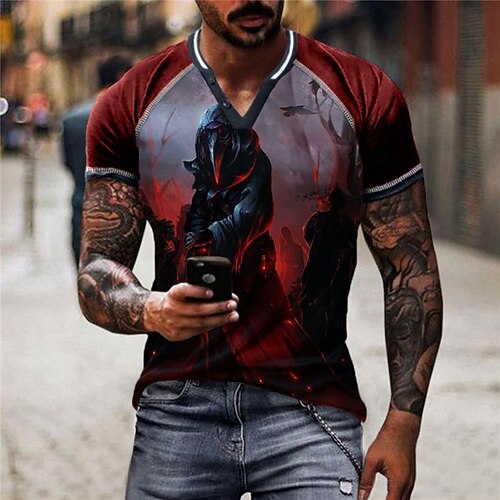 Men's Unisex T shirt Tee Cartoon Color Block Graphic Prints V Neck Red Short Sleeve 3D Print Outdoor Street Patchwork Button-Down Tops Sports Designer Casual Big and Tall / Summer / Summer
Men's Unisex T shirt Tee Cartoon Color Block Graphic Prints V Neck Red Short Sleeve 3D Print Outdoor Street Patchwork Button-Down Tops Sports Designer Casual Big and Tall / Summer / Summer