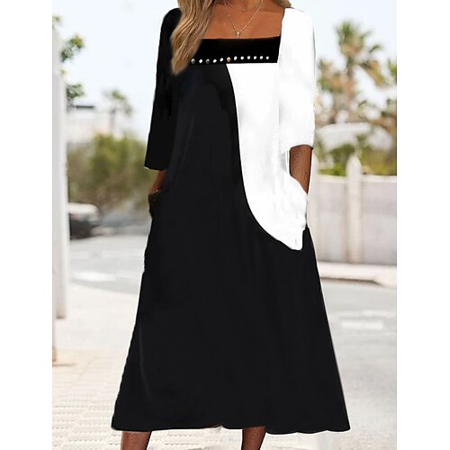 Women's A Line Dress Midi Dress Black Long Sleeve Color Block Patchwork Fall Winter Square Neck Casual Fashion 2022 S M L XL XXL 3XL
Women's A Line Dress Midi Dress Black Long Sleeve Color Block Patchwork Fall Winter Square Neck Casual Fashion 2022 S M L XL XXL 3XL