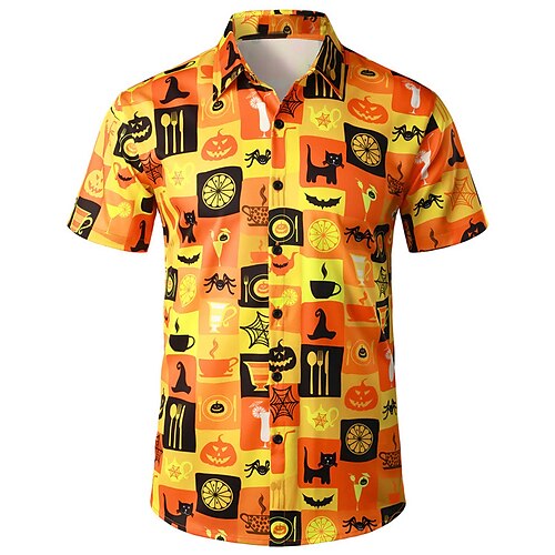 Men's Shirt Color Block Pumpkin Turndown Orange Short Sleeves 3D Print Outdoor Halloween Button-Down Print Tops Vintage Cool Designer Casual / Summer / Spring / Summer
Men's Shirt Color Block Pumpkin Turndown Orange Short Sleeves 3D Print Outdoor Halloween Button-Down Print Tops Vintage Cool Designer Casual / Summer / Spring / Summer