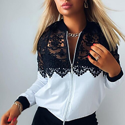 Women's Casual Jacket Outdoor Daily Wear Vacation Fall Winter Regular Coat Stand Collar Regular Fit Warm Breathable Active Sports Comfortable Jacket Long Sleeve non-printing Color Block Lace Patchwork
Women's Casual Jacket Outdoor Daily Wear Vacation Fall Winter Regular Coat Stand Collar Regular Fit Warm Breathable Active Sports Comfortable Jacket Long Sleeve non-printing Color Block Lace Patchwork