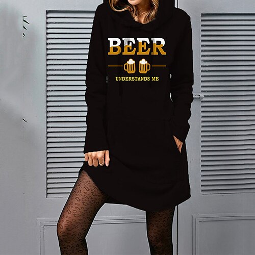 Women's Hoodie Dress Shift Dress Short Mini Dress Black Long Sleeve Print Letter Pocket Print Fall Winter Hooded Casual Loose 2022 S M L XL XXL 3XL / Cotton
Women's Hoodie Dress Shift Dress Short Mini Dress Black Long Sleeve Print Letter Pocket Print Fall Winter Hooded Casual Loose 2022 S M L XL XXL 3XL / Cotton