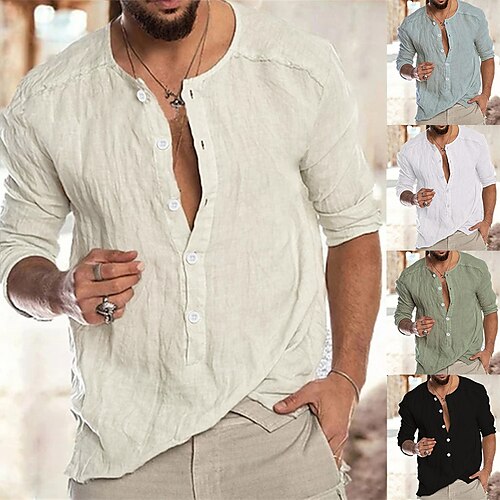 Men's Shirt Solid Color Collar Street Casual Button-Down Long Sleeve Tops Designer Casual Fashion Big and Tall Green White Black / Summer / Spring / Summer
Men's Shirt Solid Color Collar Street Casual Button-Down Long Sleeve Tops Designer Casual Fashion Big and Tall Green White Black / Summer / Spring / Summer