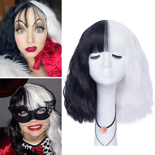 Black and White Wig Women Short Curly Wave Heat Resistance Shoulder Length Wigs for Cosplay and Wig Parties - 14inch
Black and White Wig Women Short Curly Wave Heat Resistance Shoulder Length Wigs for Cosplay and Wig Parties - 14inch