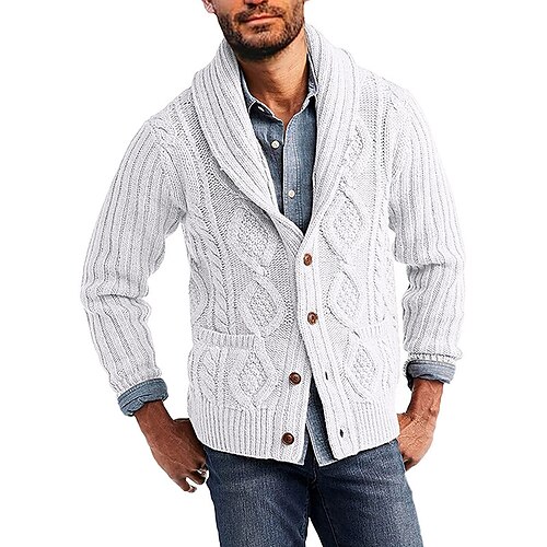 Men's Sweater Cardigan Sweater Cable Knit Button Pocket Solid Color Shirt Collar Basic Stylish Daily Holiday Clothing Apparel Winter Fall Black Khaki M L XL
Men's Sweater Cardigan Sweater Cable Knit Button Pocket Solid Color Shirt Collar Basic Stylish Daily Holiday Clothing Apparel Winter Fall Black Khaki M L XL