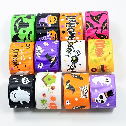 6 Colors 10 Yard Halloween Pumpkin Bat Ghost Silk Ribbon for Gift Decoration Party 4/5 Inch Width 1 Roll
6 Colors 10 Yard Halloween Pumpkin Bat Ghost Silk Ribbon for Gift Decoration Party 4/5 Inch Width 1 Roll