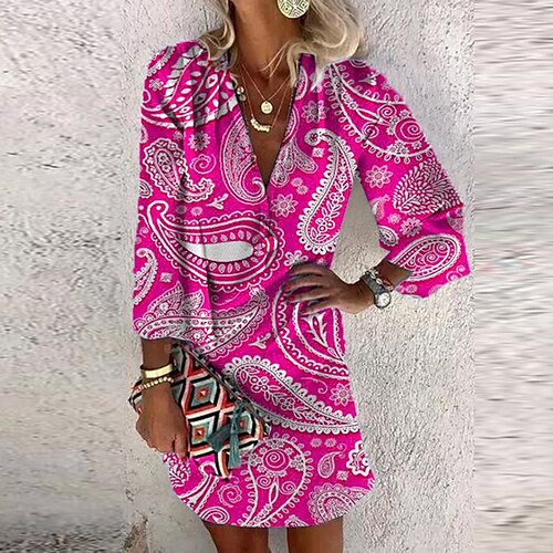 Women's Shirt Dress A Line Dress Short Mini Dress White Blue Red Light Blue 3/4 Length Sleeve Print Print Fall Winter V Neck Fashion Modern 2022 S M L XL 2XL 3XL
Women's Shirt Dress A Line Dress Short Mini Dress White Blue Red Light Blue 3/4 Length Sleeve Print Print Fall Winter V Neck Fashion Modern 2022 S M L XL 2XL 3XL