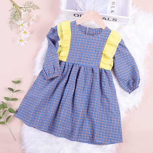 Kids Toddler Little Girls' Dress Plaid Daily Ruched Ruffle Patchwork Blue Above Knee Long Sleeve Cute Dresses Fall Spring Loose 1 PC 2-6 Years
Kids Toddler Little Girls' Dress Plaid Daily Ruched Ruffle Patchwork Blue Above Knee Long Sleeve Cute Dresses Fall Spring Loose 1 PC 2-6 Years