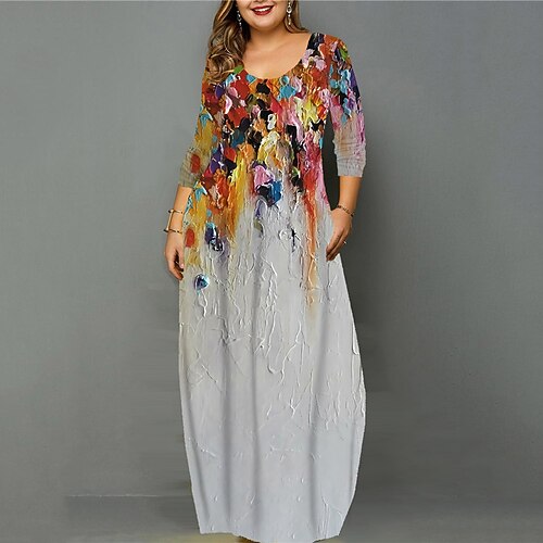 Women's Plus Size Casual Dress Floral U Neck Long Sleeve Fall Winter Casual Vintage Maxi long Dress Causal Daily Dress / 3D Print
Women's Plus Size Casual Dress Floral U Neck Long Sleeve Fall Winter Casual Vintage Maxi long Dress Causal Daily Dress / 3D Print