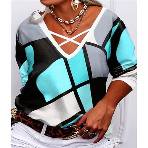Women's Plus Size Tops T shirt Tee Color Block Print Long Sleeve V Neck Streetwear Daily Vacation Polyester Fall Spring Black Blue
Women's Plus Size Tops T shirt Tee Color Block Print Long Sleeve V Neck Streetwear Daily Vacation Polyester Fall Spring Black Blue