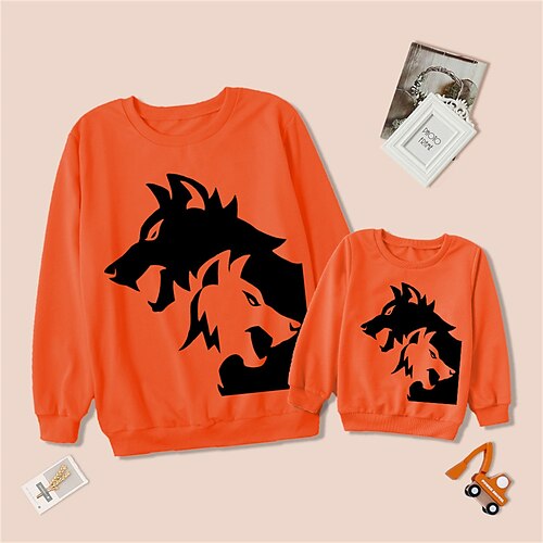 Dad and Son Sweatshirt Wolf Daily Print Orange Long Sleeve Casual Matching Outfits
Dad and Son Sweatshirt Wolf Daily Print Orange Long Sleeve Casual Matching Outfits