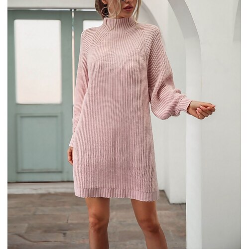 Women's Sweater Jumper Dress Shift Dress Short Mini Dress White Gray Pink Long Sleeve Pure Color Knit Fall Winter High Neck Casual Fashion Modern 2022 S M L XL / Casual Dress
Women's Sweater Jumper Dress Shift Dress Short Mini Dress White Gray Pink Long Sleeve Pure Color Knit Fall Winter High Neck Casual Fashion Modern 2022 S M L XL / Casual Dress