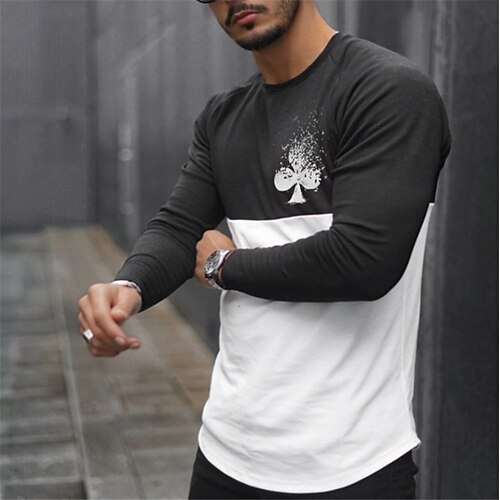 Men's Unisex T shirt Tee Color Block Graphic Prints Poker Crew Neck Black / White Long Sleeve 3D Print Outdoor Street Print Tops Basic Sports Casual Classic
Men's Unisex T shirt Tee Color Block Graphic Prints Poker Crew Neck Black / White Long Sleeve 3D Print Outdoor Street Print Tops Basic Sports Casual Classic