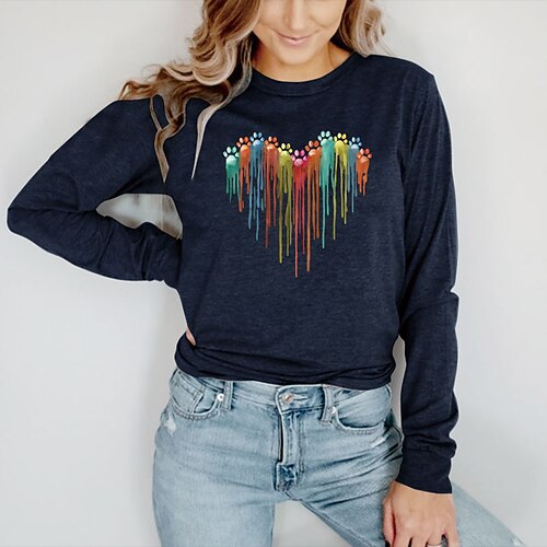 Women's T shirt Tee Graphic Heart Letter Casual Daily Holiday Painting T shirt Tee Long Sleeve Print Round Neck Basic Green Black Blue S
Women's T shirt Tee Graphic Heart Letter Casual Daily Holiday Painting T shirt Tee Long Sleeve Print Round Neck Basic Green Black Blue S