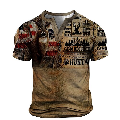 Men's T shirt Tee Henley Shirt Tee Graphic Animal National Flag Henley Brown Short Sleeve 3D Print Plus Size Outdoor Daily Button-Down Print Tops Basic Designer Casual Classic / Summer / Summer
Men's T shirt Tee Henley Shirt Tee Graphic Animal National Flag Henley Brown Short Sleeve 3D Print Plus Size Outdoor Daily Button-Down Print Tops Basic Designer Casual Classic / Summer / Summer