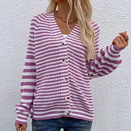 Women's Cardigan Sweater Jumper Crochet Knit Knitted Button Striped V Neck Stylish Casual Daily Holiday Fall Winter Green Black S M L / Long Sleeve
Women's Cardigan Sweater Jumper Crochet Knit Knitted Button Striped V Neck Stylish Casual Daily Holiday Fall Winter Green Black S M L / Long Sleeve