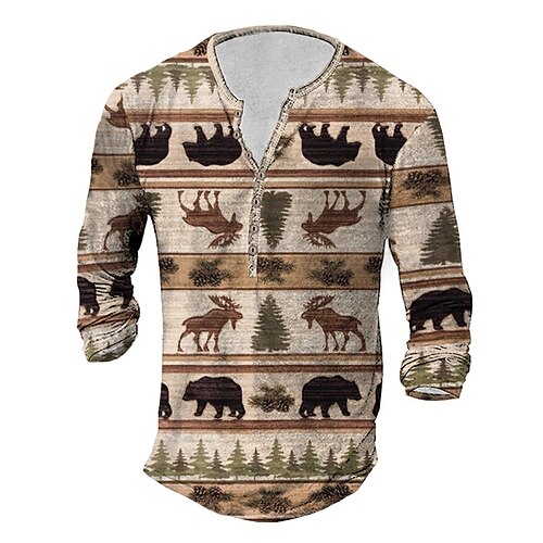 Men's T shirt Tee Henley Shirt Tee Graphic Animal Henley Brown Long Sleeve 3D Print Plus Size Outdoor Daily Button-Down Print Tops Basic Classic Comfortable Big and Tall / Sports
Men's T shirt Tee Henley Shirt Tee Graphic Animal Henley Brown Long Sleeve 3D Print Plus Size Outdoor Daily Button-Down Print Tops Basic Classic Comfortable Big and Tall / Sports