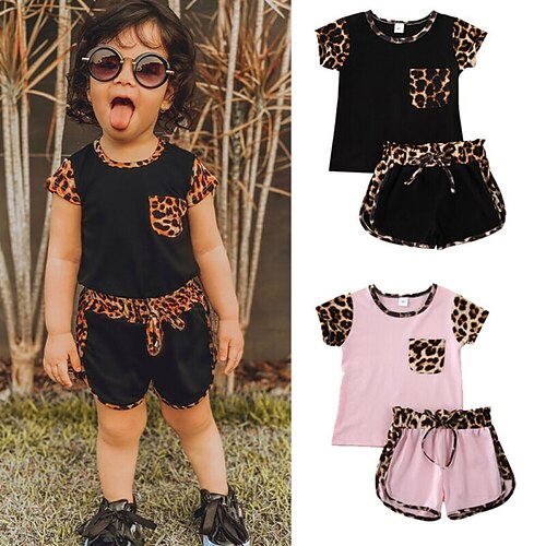 Kids Girls' Clothing Set 2 Pieces Short Sleeve Green White Black Leopard School Casual Daily Regular Above Knee 1-5 Years
Kids Girls' Clothing Set 2 Pieces Short Sleeve Green White Black Leopard School Casual Daily Regular Above Knee 1-5 Years