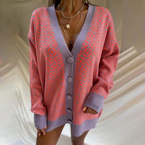 Women's Cardigan Sweater Jumper Crochet Knit Knitted Button Plaid V Neck Stylish Casual Daily Holiday Fall Winter Black Blue One-Size / Long Sleeve / Going out / Loose
Women's Cardigan Sweater Jumper Crochet Knit Knitted Button Plaid V Neck Stylish Casual Daily Holiday Fall Winter Black Blue One-Size / Long Sleeve / Going out / Loose