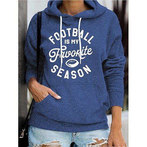Women's Pullover Hoodie Sweatshirt Active Streetwear Monograms Print Blue Football Is My Favorite Season Sports Hooded Long Sleeve S M L XL XXL
Women's Pullover Hoodie Sweatshirt Active Streetwear Monograms Print Blue Football Is My Favorite Season Sports Hooded Long Sleeve S M L XL XXL