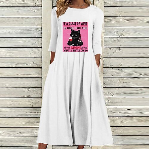 Women's Casual Dress Shift Dress Midi Dress White 3/4 Length Sleeve Cat Letter Animal Ruched Print Fall Spring Round Neck Casual Vacation 2022 S M L XL XXL 3XL
Women's Casual Dress Shift Dress Midi Dress White 3/4 Length Sleeve Cat Letter Animal Ruched Print Fall Spring Round Neck Casual Vacation 2022 S M L XL XXL 3XL