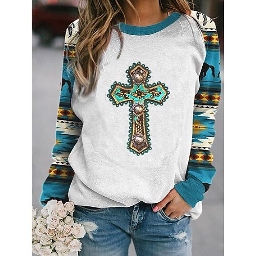 Women's Sweatshirt Pullover Active Ethnic Print White Graphic Geometric Daily Round Neck Long Sleeve S M L XL XXL / 3D Print
Women's Sweatshirt Pullover Active Ethnic Print White Graphic Geometric Daily Round Neck Long Sleeve S M L XL XXL / 3D Print