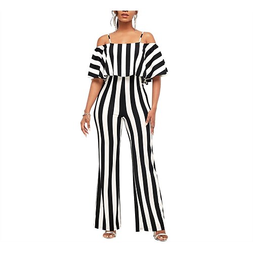 Women's Jumpsuit Striped Off Shoulder Casual Vacation Weekend Slim Sleeveless Black S M L Fall
Women's Jumpsuit Striped Off Shoulder Casual Vacation Weekend Slim Sleeveless Black S M L Fall