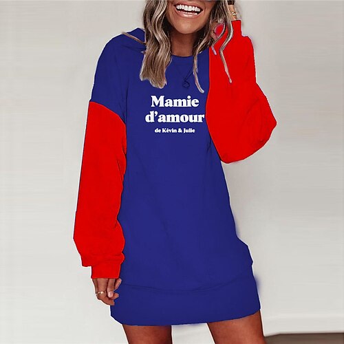 Women's Shift Dress Short Mini Dress Blue Long Sleeve Letter Print Fall Winter Round Neck Casual 2022 S M L XL XXL 3XL
Women's Shift Dress Short Mini Dress Blue Long Sleeve Letter Print Fall Winter Round Neck Casual 2022 S M L XL XXL 3XL