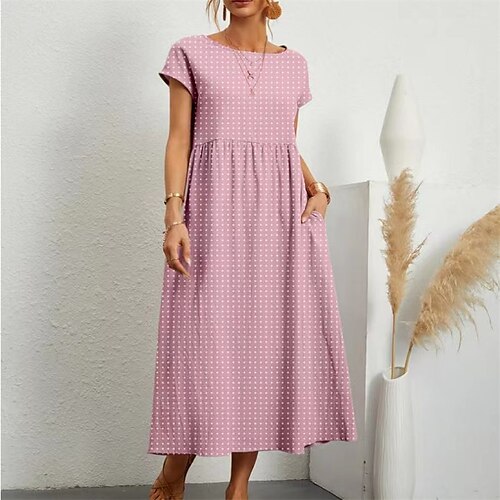 Women's A Line Dress Swing Dress Maxi long Dress Green Black Pink Short Sleeve Polka Dot Pure Color Ruched Pocket Print Spring Summer Round Neck Casual Fashion Modern Loose 2022 S M L XL XXL 3XL
Women's A Line Dress Swing Dress Maxi long Dress Green Black Pink Short Sleeve Polka Dot Pure Color Ruched Pocket Print Spring Summer Round Neck Casual Fashion Modern Loose 2022 S M L XL XXL 3XL