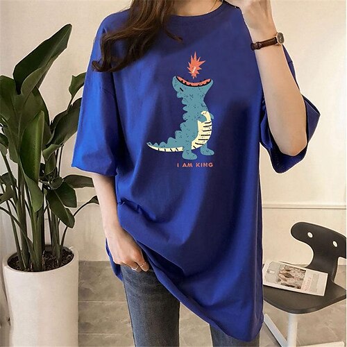 Women's Clothing Basic Chic Oversized T-shirt Hot Stamping Dinosaur Pattern Trendy Tops
Women's Clothing Basic Chic Oversized T-shirt Hot Stamping Dinosaur Pattern Trendy Tops