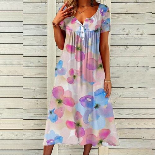 Women's A Line Dress Midi Dress Blue Pink Short Sleeve Floral Button Print Fall Spring Crew Neck Casual Boho 2022 S M L XL XXL 3XL
Women's A Line Dress Midi Dress Blue Pink Short Sleeve Floral Button Print Fall Spring Crew Neck Casual Boho 2022 S M L XL XXL 3XL