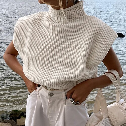 Women's Sweater Vest Jumper Crochet Knit Knitted Solid Color Turtleneck Stylish Casual Daily Holiday Fall Winter White Black S M L / Sleeveless / Sleeveless / Going out / Loose / Cotton
Women's Sweater Vest Jumper Crochet Knit Knitted Solid Color Turtleneck Stylish Casual Daily Holiday Fall Winter White Black S M L / Sleeveless / Sleeveless / Going out / Loose / Cotton