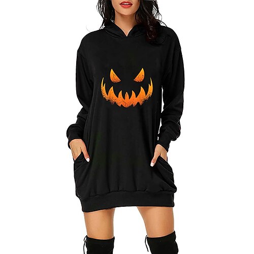 

Women's Hoodie Pullover Pumpkin Ghost Print Halloween Casual Daily Streetwear Casual Halloween Clothing Apparel Hoodies Sweatshirts 1 2