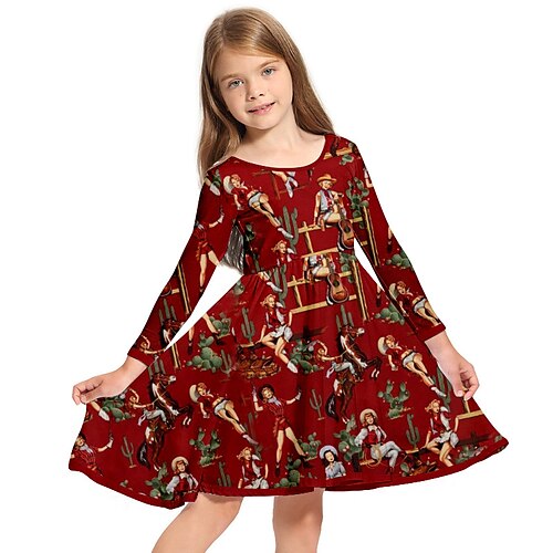 Kids Little Girls' Dress Graphic A Line Dress Daily Holiday Vacation Print Red Above Knee Long Sleeve Casual Cute Sweet Dresses Fall Winter Regular Fit 3-10 Years
Kids Little Girls' Dress Graphic A Line Dress Daily Holiday Vacation Print Red Above Knee Long Sleeve Casual Cute Sweet Dresses Fall Winter Regular Fit 3-10 Years