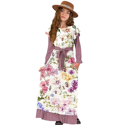 Kids Little Girls' Dress Floral A Line Dress Daily Holiday Vacation Lace up Ruffle Print Purple Maxi Long Sleeve Casual Cute Sweet Dresses Fall Winter Regular Fit 3-10 Years
Kids Little Girls' Dress Floral A Line Dress Daily Holiday Vacation Lace up Ruffle Print Purple Maxi Long Sleeve Casual Cute Sweet Dresses Fall Winter Regular Fit 3-10 Years