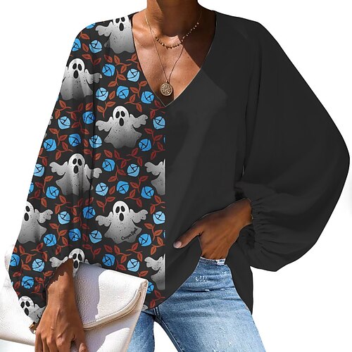 Women's Shirt Floral Graphic Pumpkin Holiday Weekend Shirt Long Sleeve Print V Neck Casual Halloween Green Black Blue S / 3D Print
Women's Shirt Floral Graphic Pumpkin Holiday Weekend Shirt Long Sleeve Print V Neck Casual Halloween Green Black Blue S / 3D Print