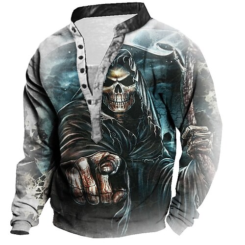 Men's Unisex Sweatshirt Pullover Button Up Hoodie Gray Standing Collar Skull Graphic Prints Print Casual Daily Sports 3D Print Streetwear Designer Casual Spring & Fall Clothing Apparel Hoodies
Men's Unisex Sweatshirt Pullover Button Up Hoodie Gray Standing Collar Skull Graphic Prints Print Casual Daily Sports 3D Print Streetwear Designer Casual Spring & Fall Clothing Apparel Hoodies