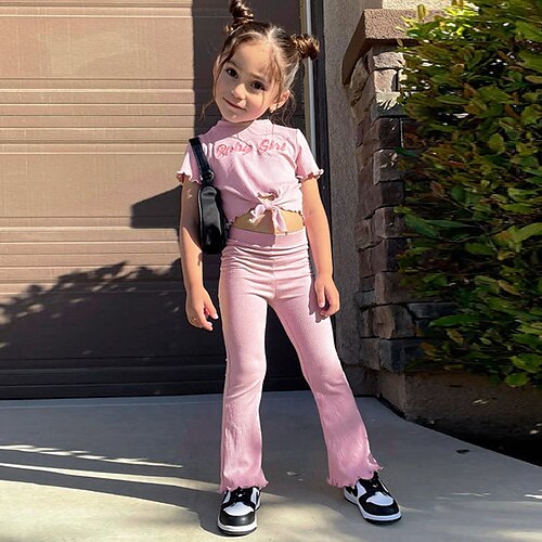 2 Pieces Kids Girls' T-shirt & Pants Clothing Set Outfit Letter Short Sleeve Cotton Set Vacation Fashion Casual Spring Summer 3-8 Years Pink
2 Pieces Kids Girls' T-shirt & Pants Clothing Set Outfit Letter Short Sleeve Cotton Set Vacation Fashion Casual Spring Summer 3-8 Years Pink